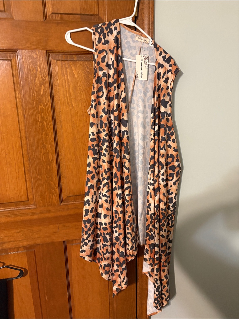 Southern Stitch Leopard Print long vest